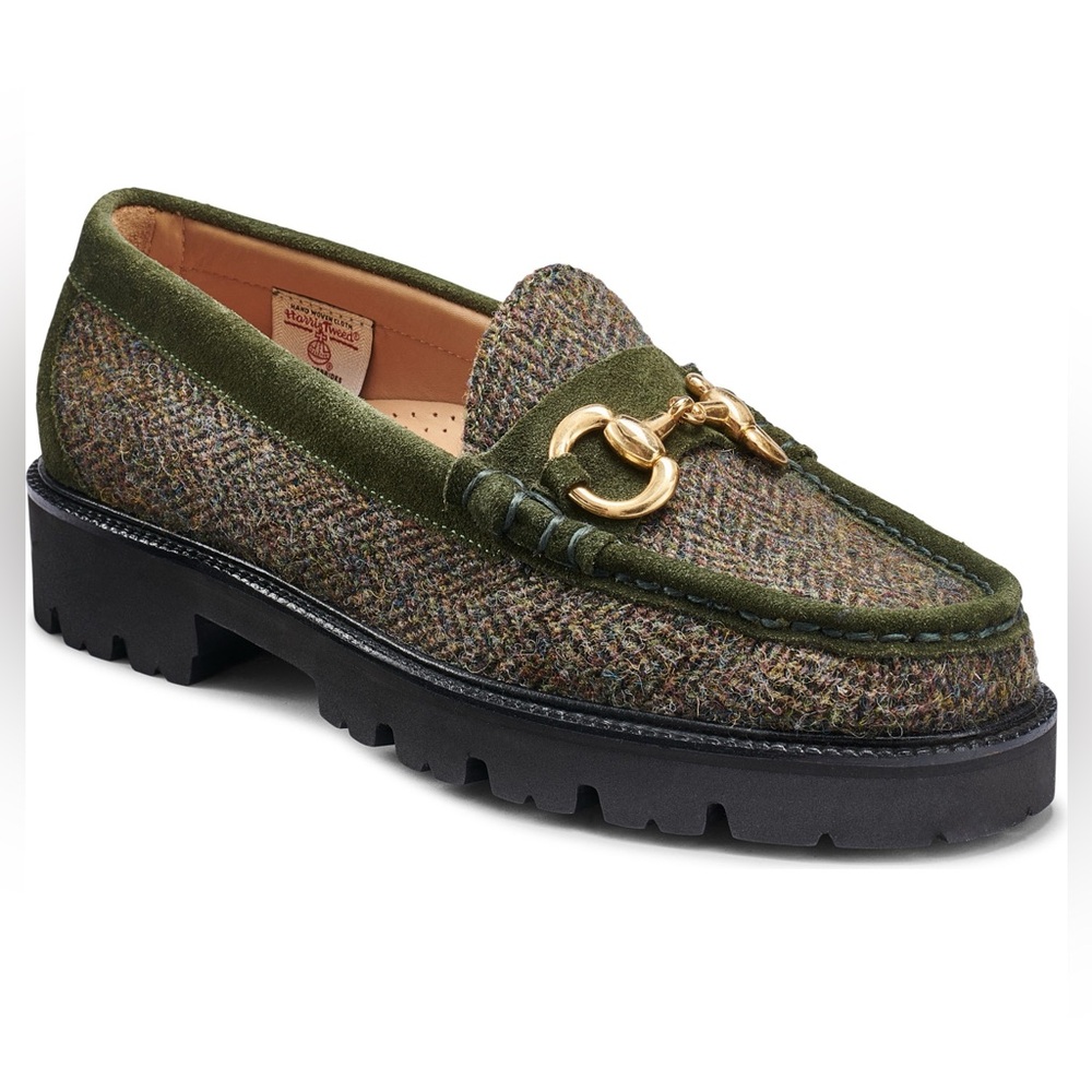G.H.Bass Harris Tweed Super Bit Weejuns Loafers Size 8 Men /Women 9.5- Green